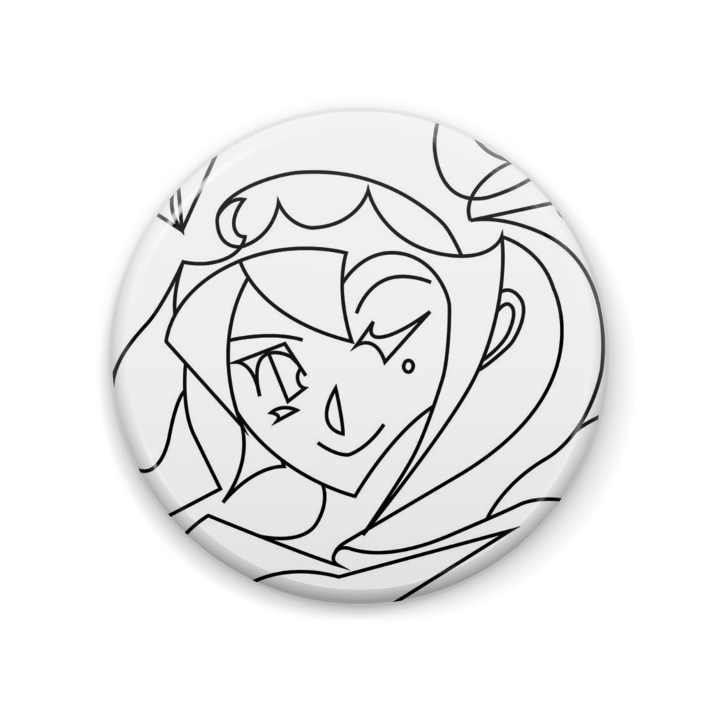 ツインテ線画缶バッジ