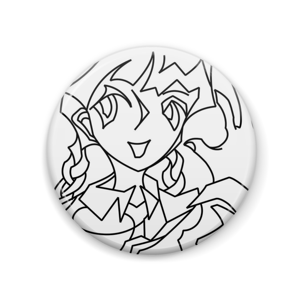 制服おさげ線画缶バッジ