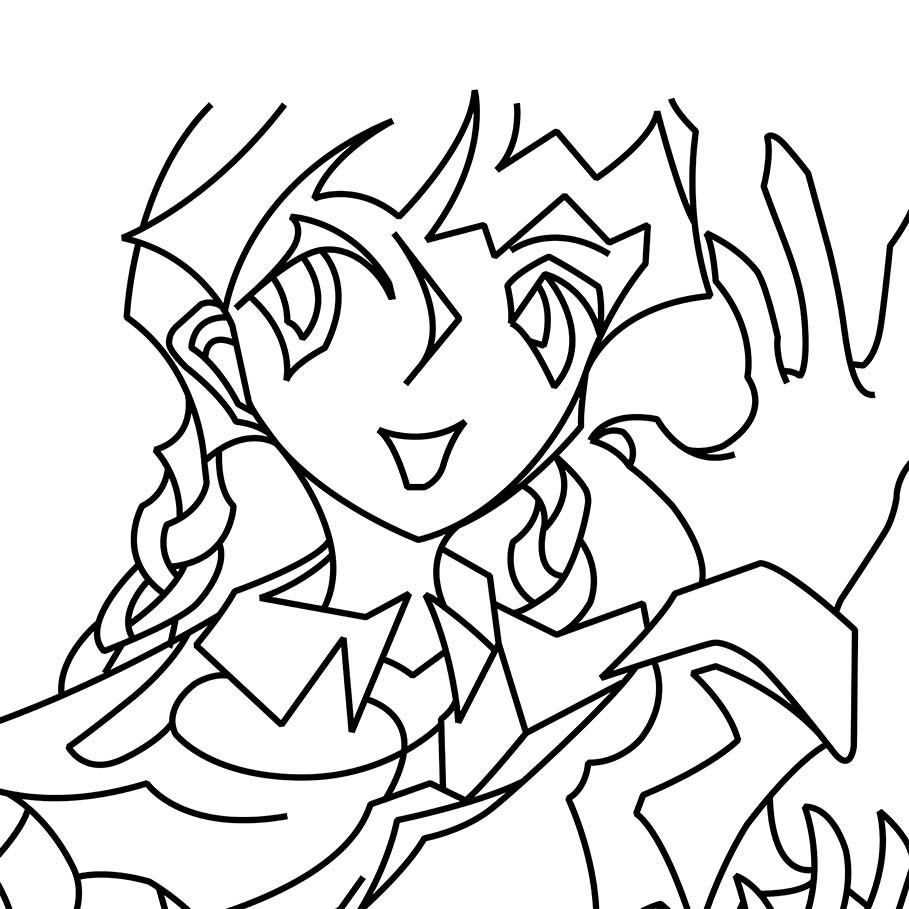 制服おさげ線画缶バッジ