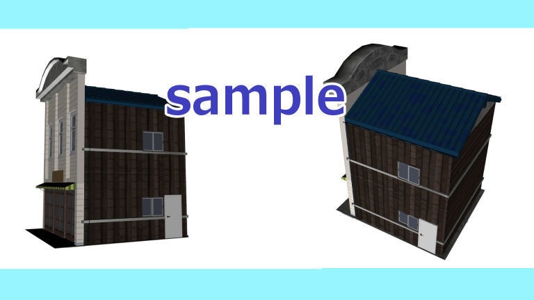 【3D背景素材】看板建築のお店(お菓子屋さん)