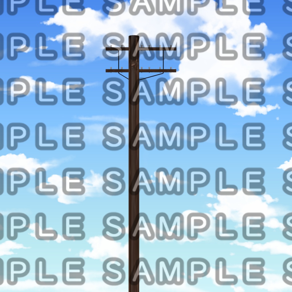 【3D背景素材】リアルな古電柱 (およそ大正時代がモデル