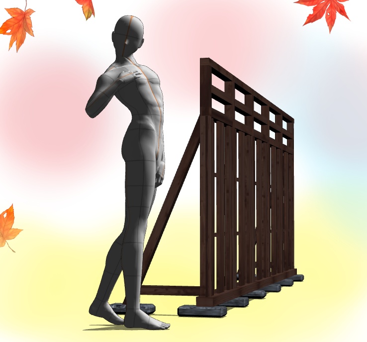 【3D背景素材】古い町並みの柵・大和柵