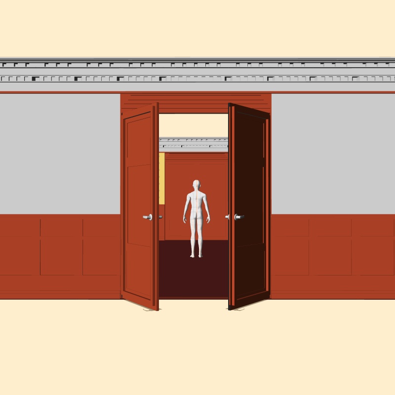 【3D背景素材】天窓のある談話室(仕事場)執務室