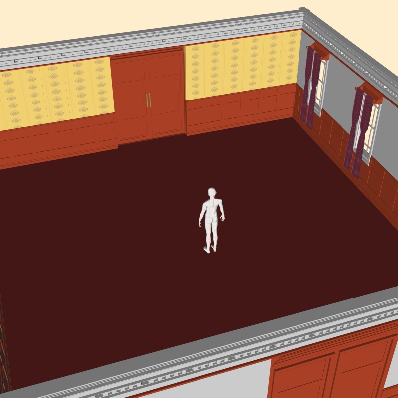 【3D背景素材】天窓のある談話室(仕事場)執務室