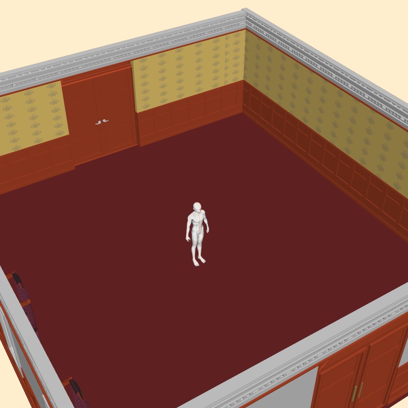 【3D背景素材】天窓のある談話室(仕事場)執務室