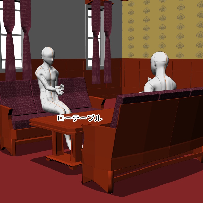 【3D背景素材】天窓のある談話室(仕事場)執務室