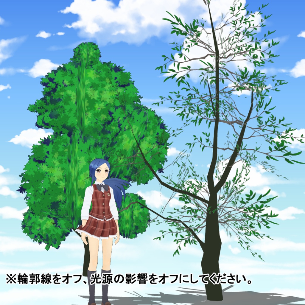 【3D背景素材】木のアタリ+4種【条件ありで再配布可】