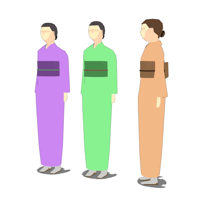 【3D背景素材】レトロな町の人々 ~モブオブジェクト~ カラー