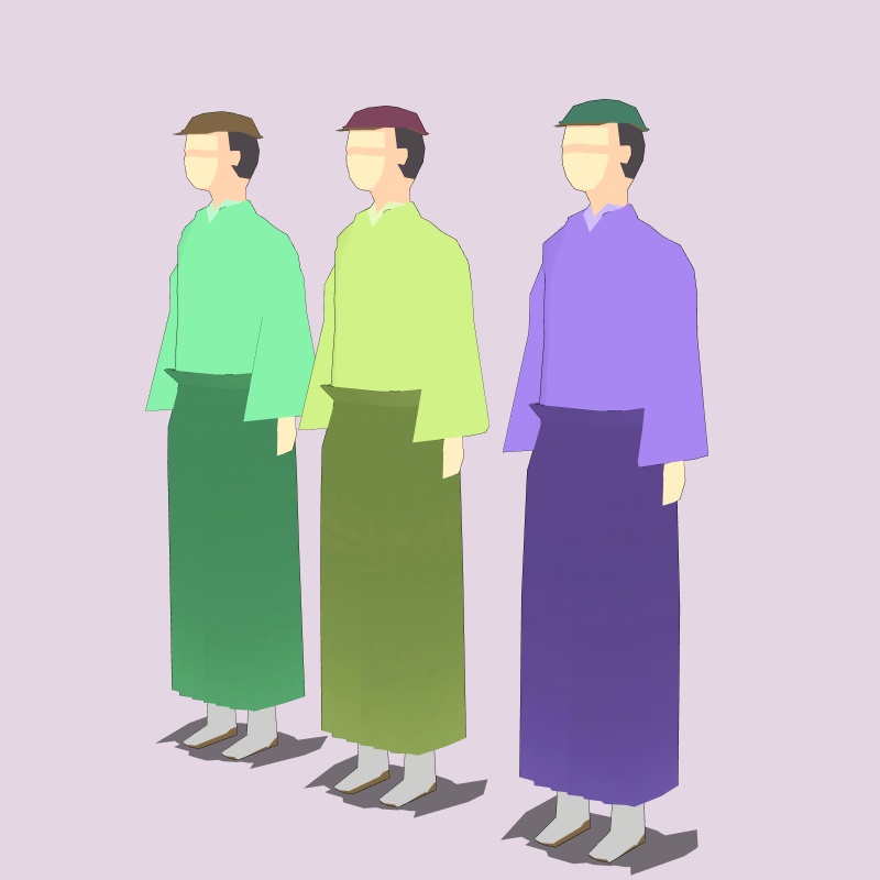 【3D背景素材】レトロな町の人々 ~モブオブジェクト~ カラー