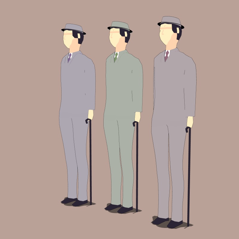 【3D背景素材】レトロな町の人々 ~モブオブジェクト~ カラー