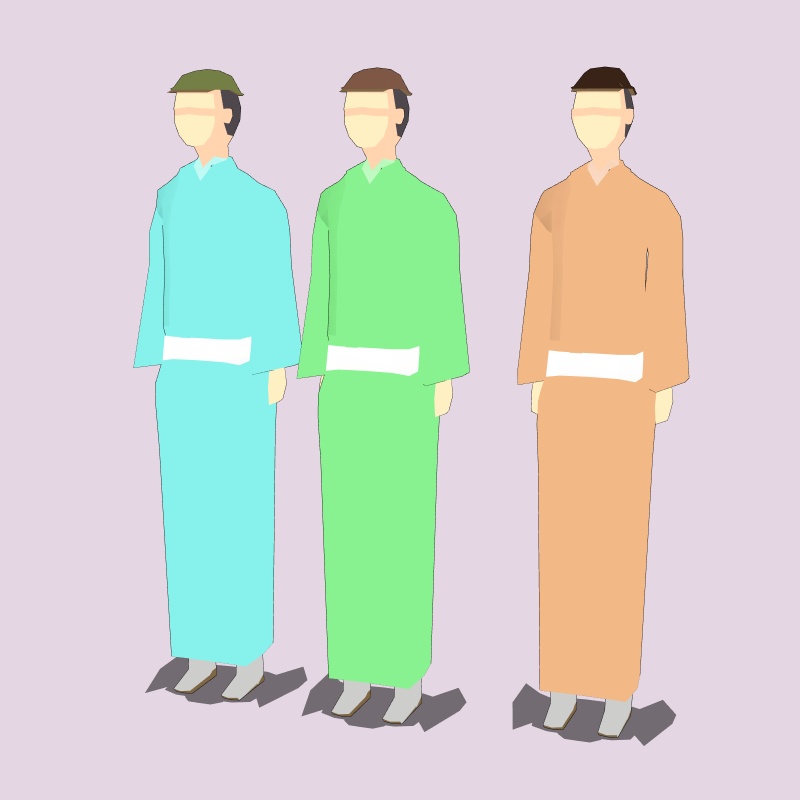 【3D背景素材】レトロな町の人々 ~モブオブジェクト~ カラー