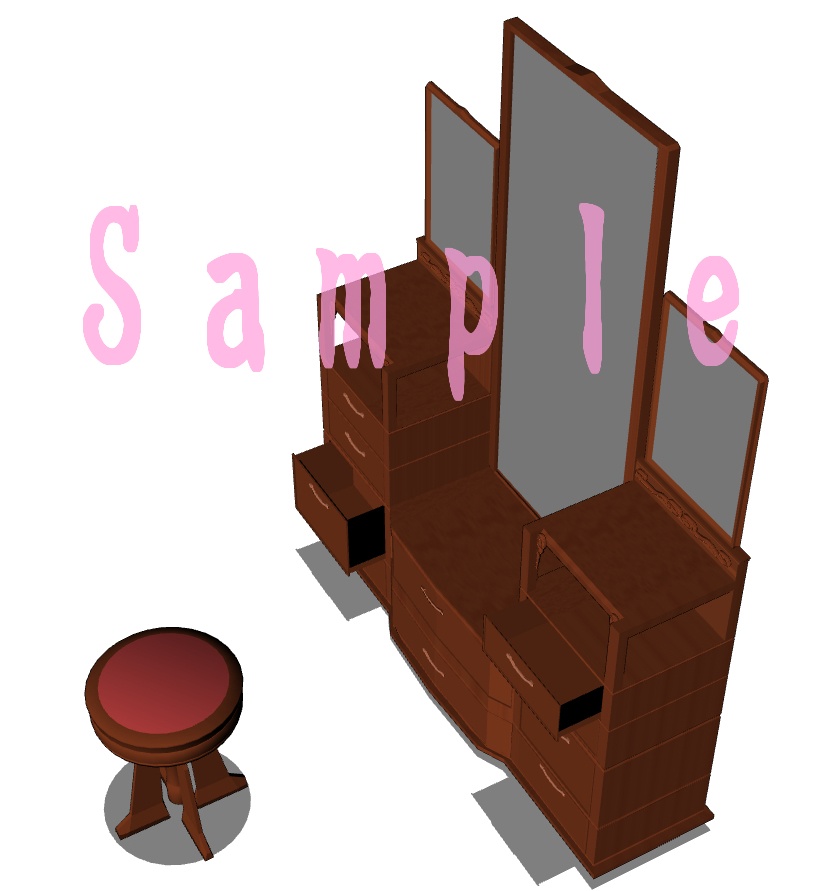 【3D背景素材】レトロな鏡台