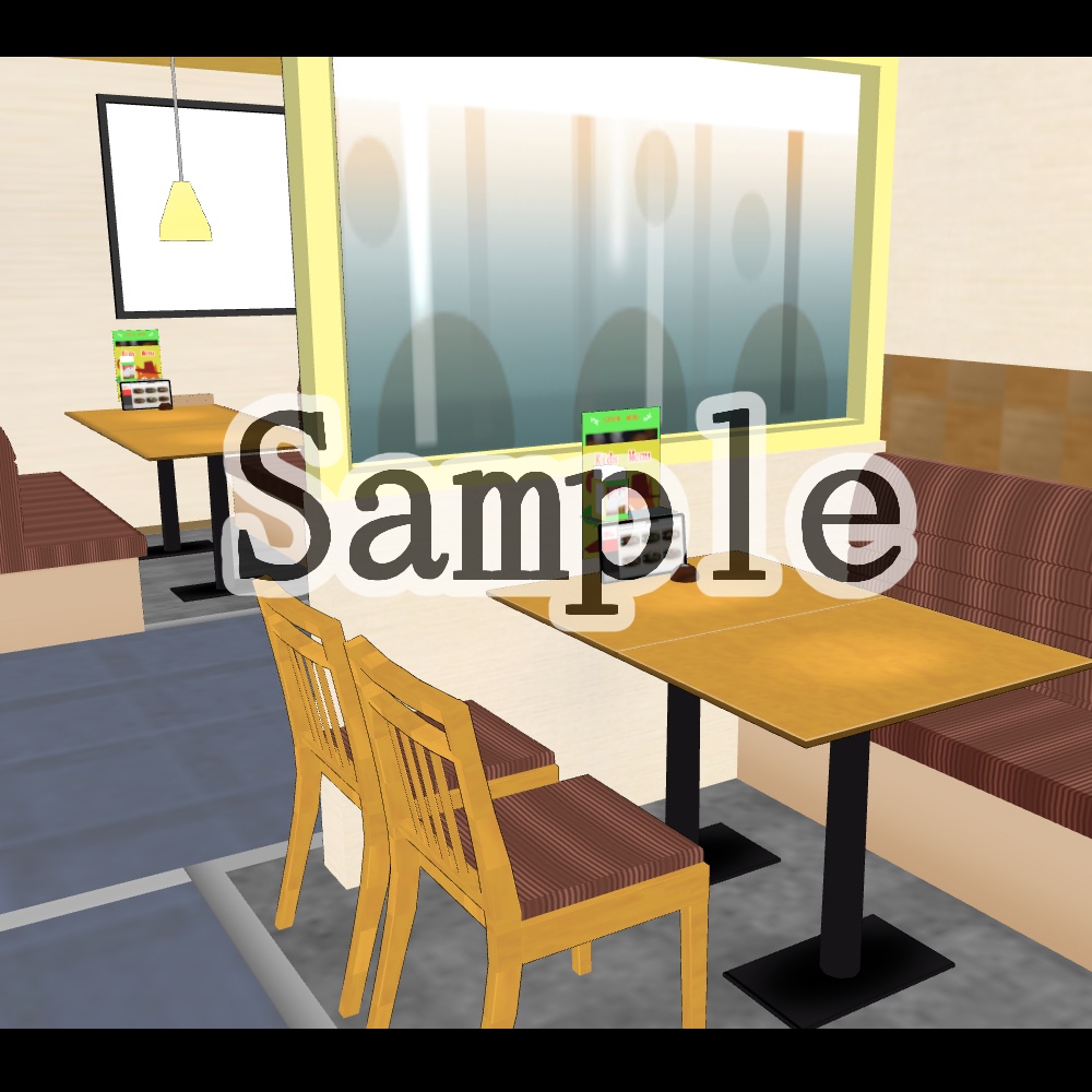 【3D背景素材】令和版・ファミレス・内観「ガーデンn号店」