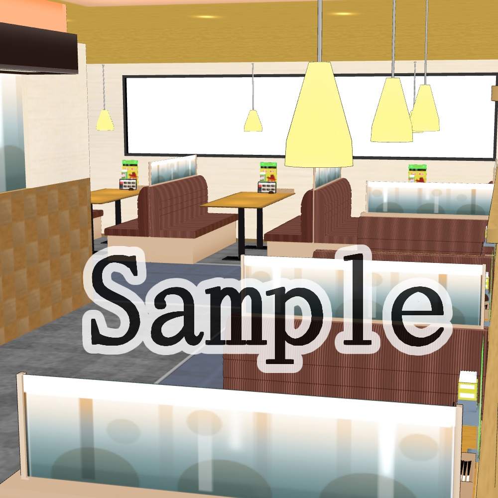 【3D背景素材】令和版・ファミレス・内観「ガーデンn号店」