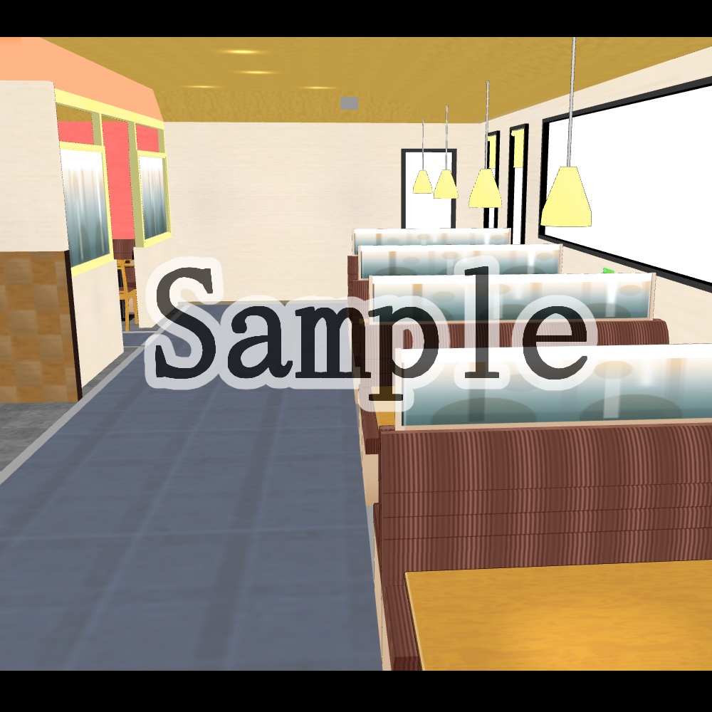 【3D背景素材】令和版・ファミレス・内観「ガーデンn号店」