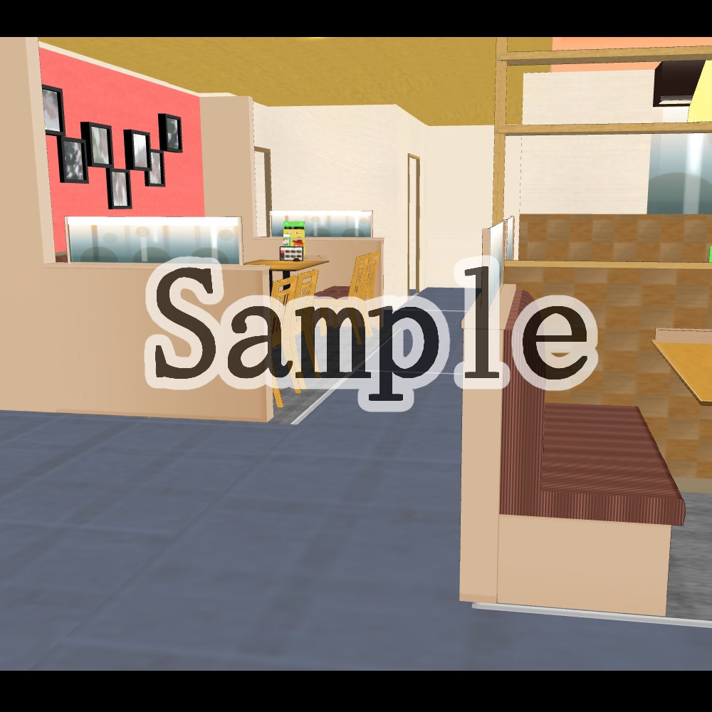【3D背景素材】令和版・ファミレス・内観「ガーデンn号店」