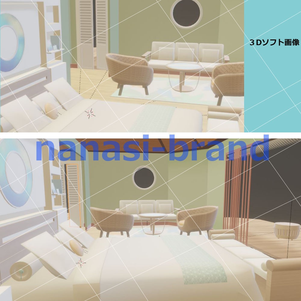 【3D背景素材】サマーコテージ(外観+内観+家具セット)