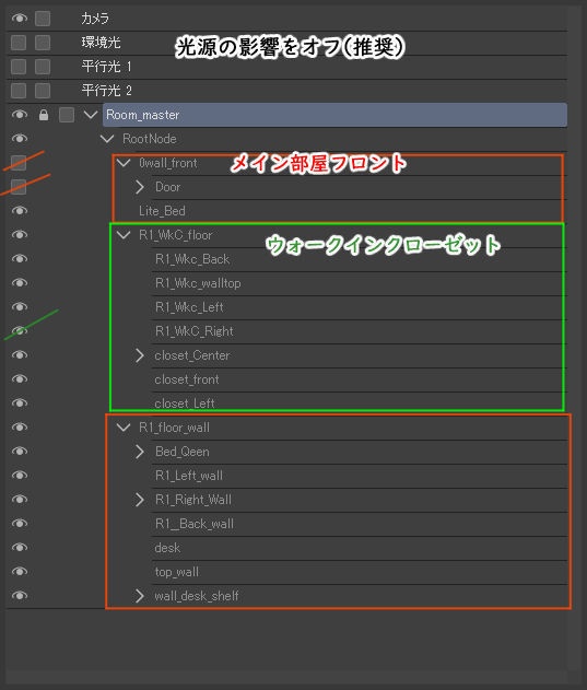 【3D背景素材】主人の部屋(ウォークインクローゼット付き)