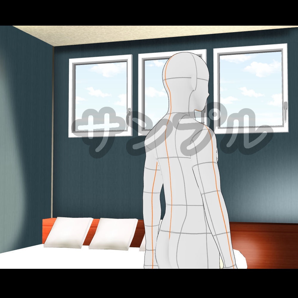 【3D背景素材】主人の部屋(ウォークインクローゼット付き)