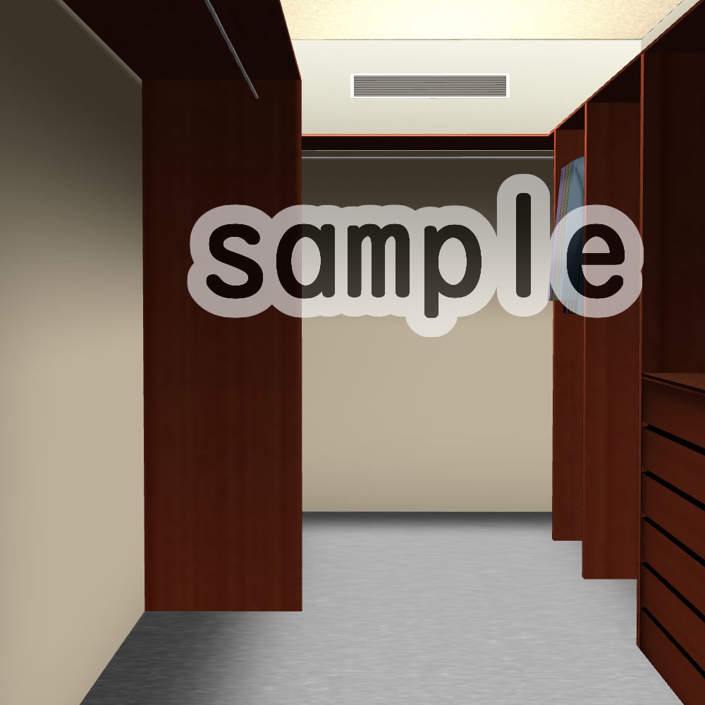 【3D背景素材】主人の部屋(ウォークインクローゼット付き)