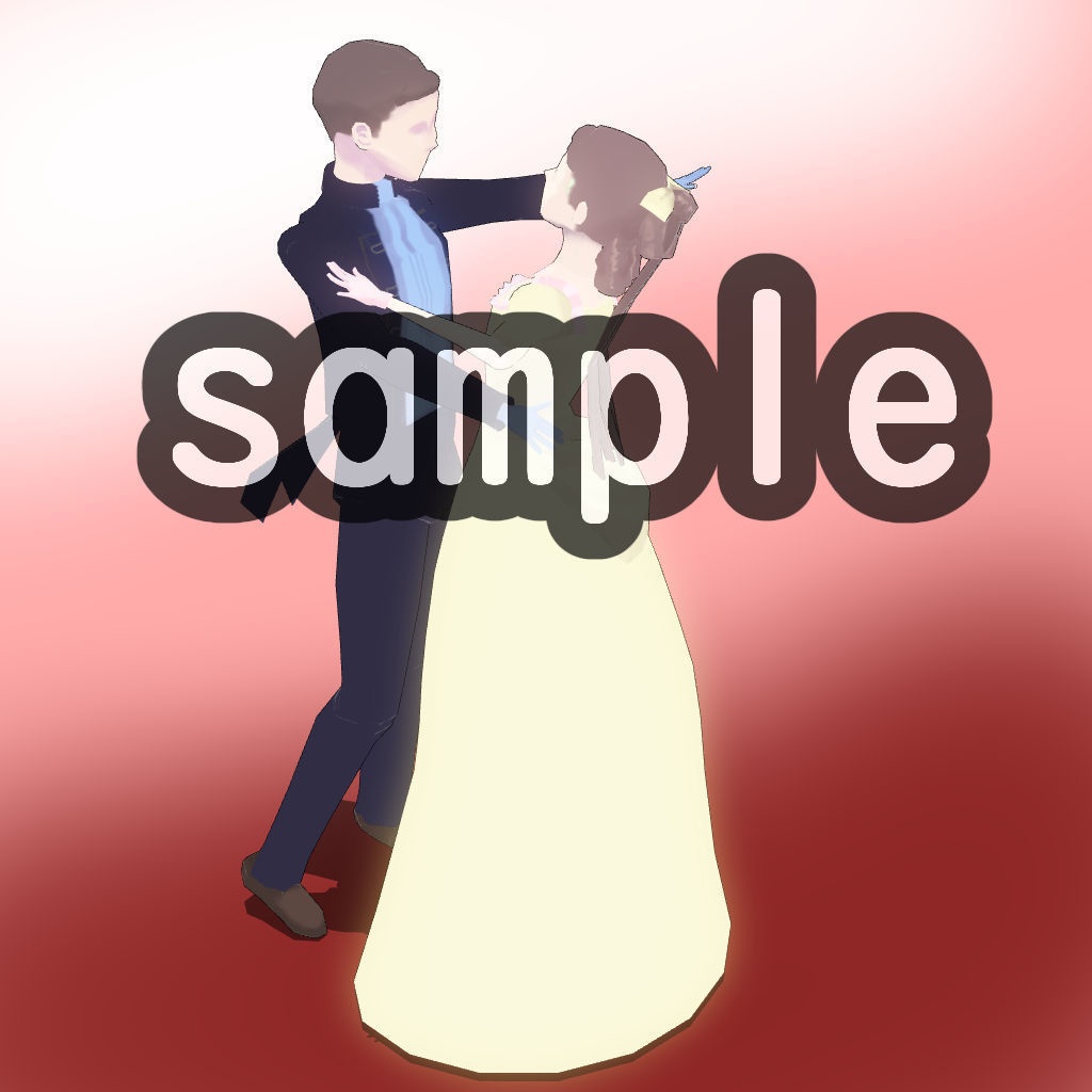 【3D背景素材】遠景モブレディの相方紳士(単体)と モブダンスパーティ団体(パーツ固定)