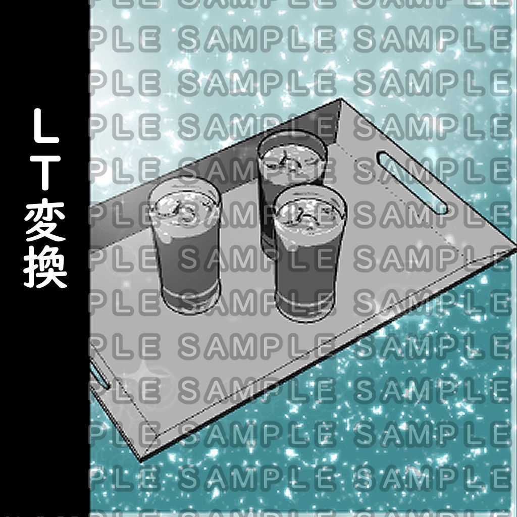 【3D背景素材】夏の休憩セット・カラーも白黒も麦茶シチュエーションに対応。