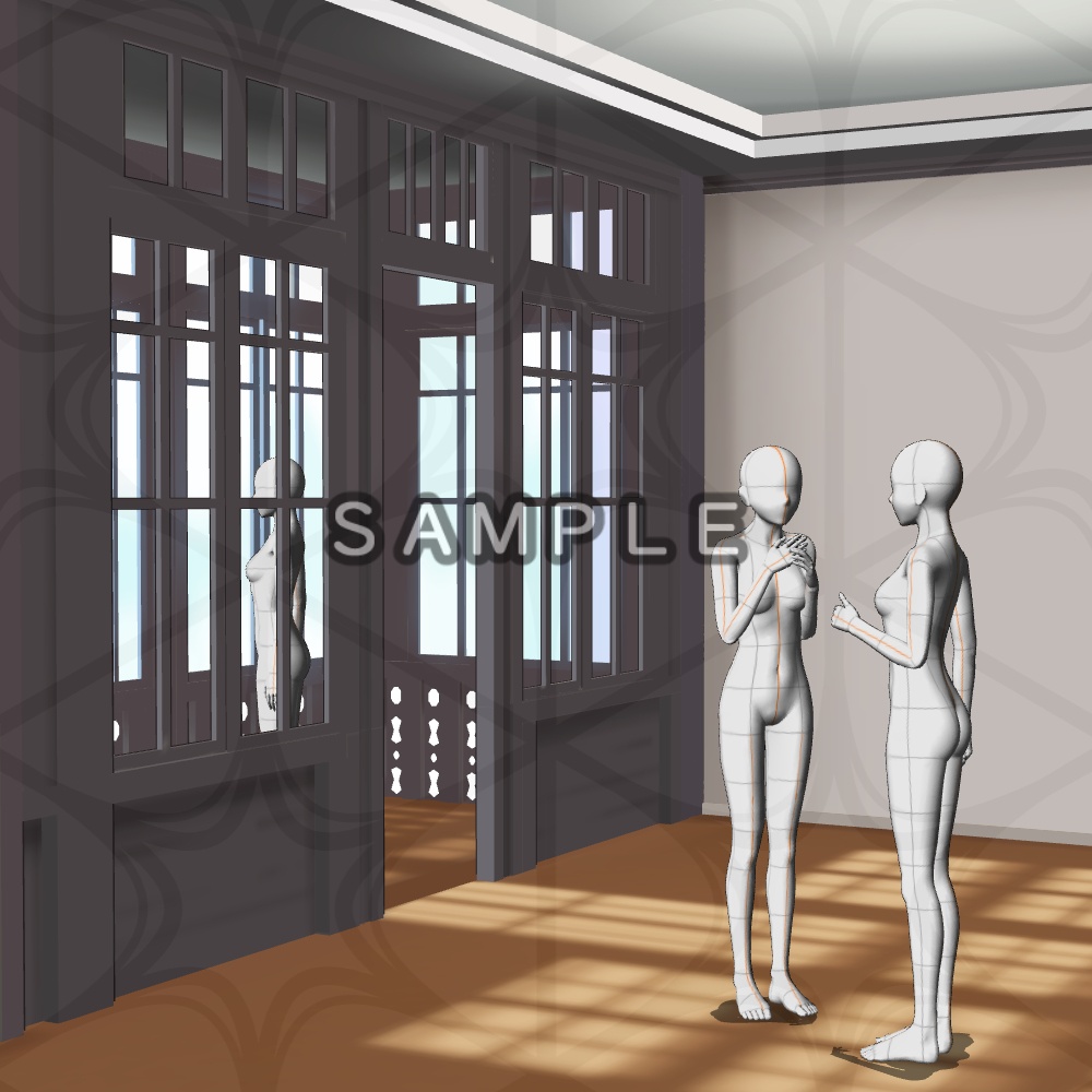 【3D背景素材】学園寮のひそやかなダイニングルーム(サンルーム付) 〜洋館・背景素材〜