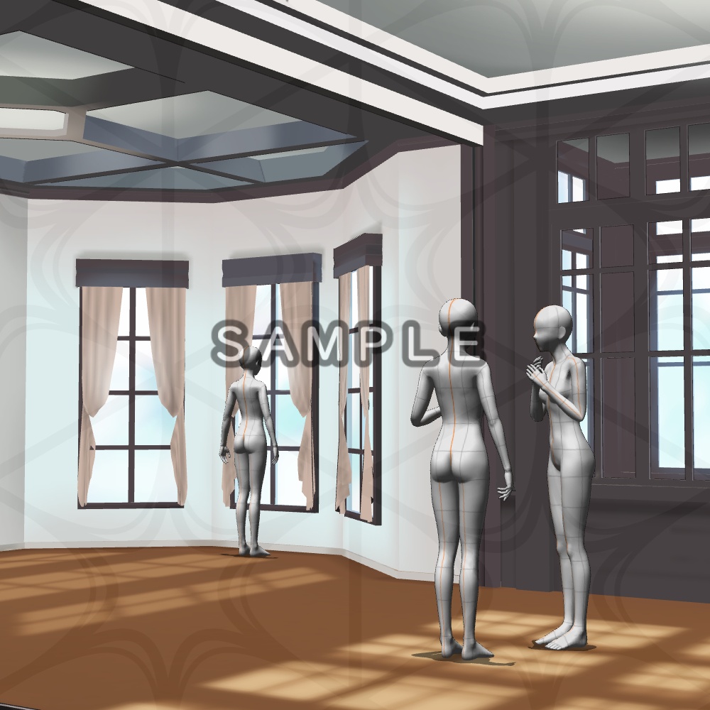 【3D背景素材】学園寮のひそやかなダイニングルーム(サンルーム付) 〜洋館・背景素材〜