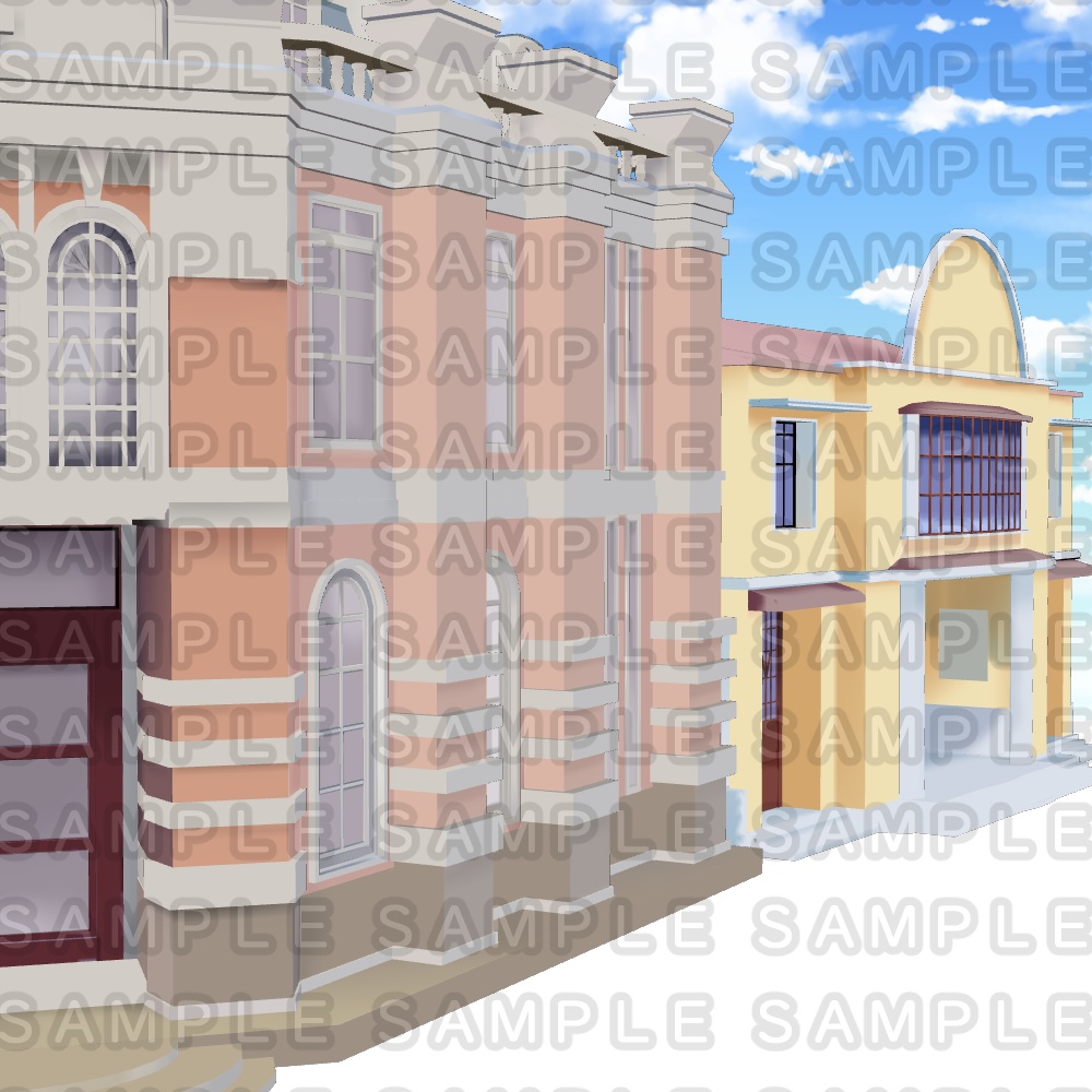 【3D背景素材】レトロな洋風ビルC
