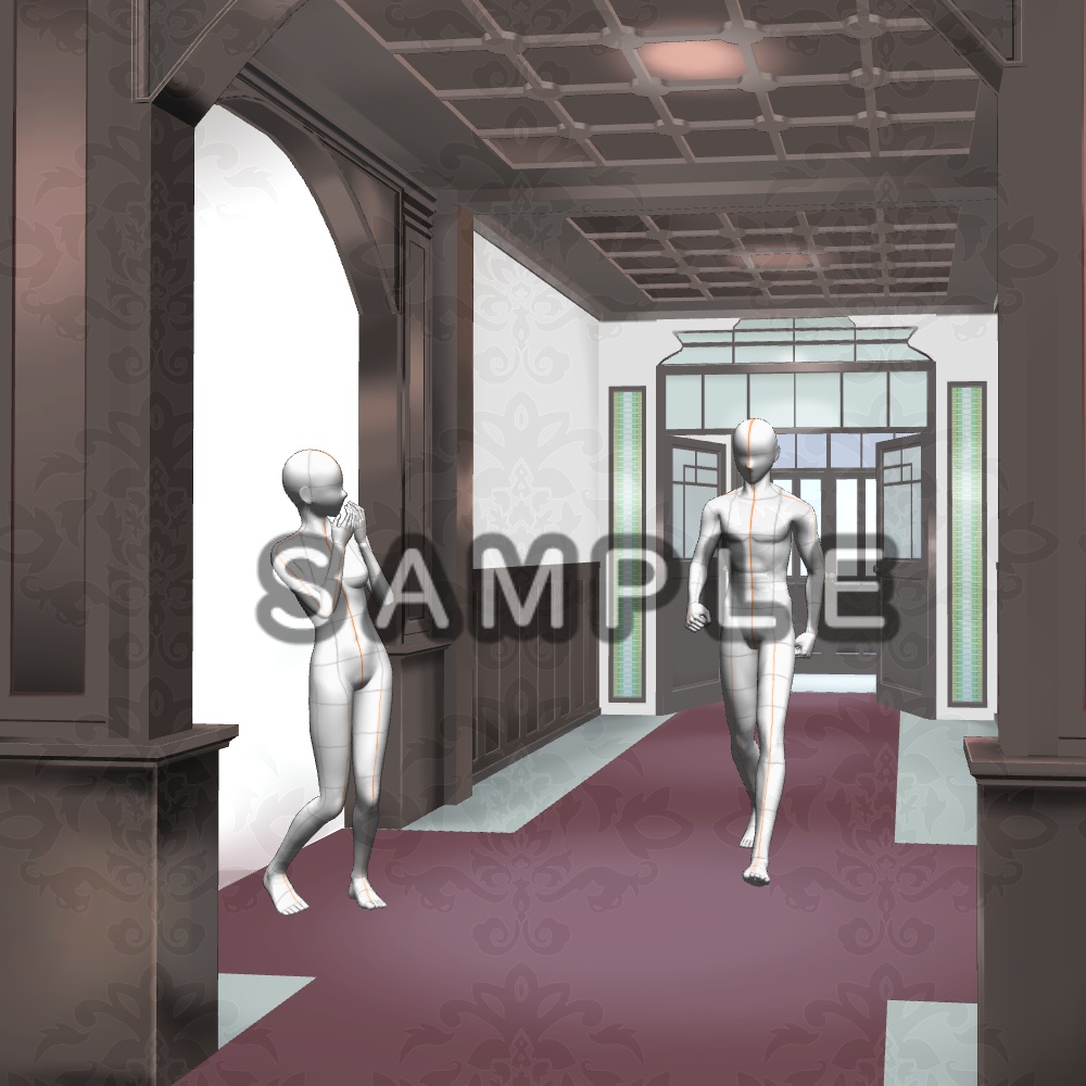 【3D背景素材】学園寮の麗々たる昇降口 〜洋館・背景素材〜