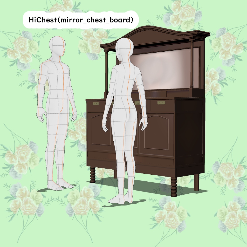 【3D背景素材】ジャコビアンテーブルセット・洋館の家具