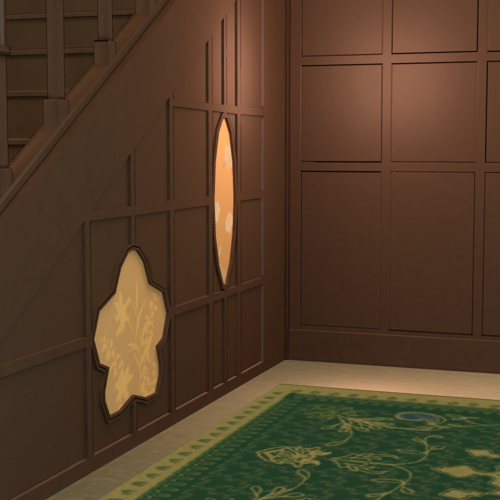 【3D背景素材】学園寮の光輝な階段部屋・洋館の階段 (付属品有)