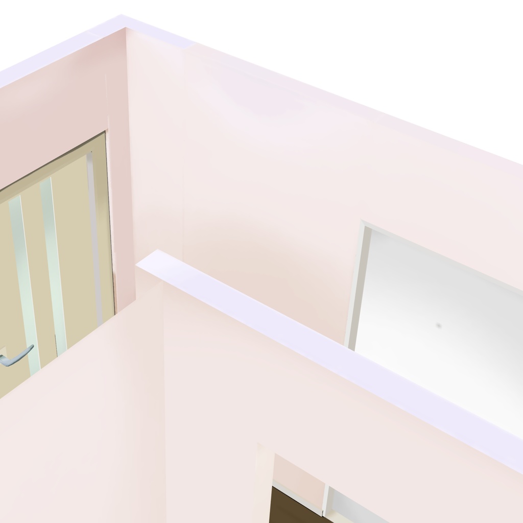 【3D背景素材】部屋数の多いマンション廊下+玄関