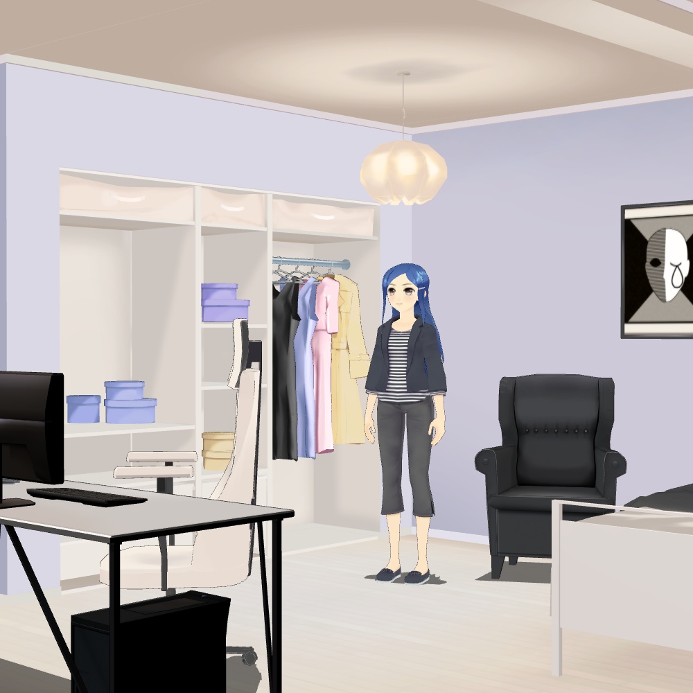 【3D背景素材】タウンエレガンスな部屋(別途・家具付き)