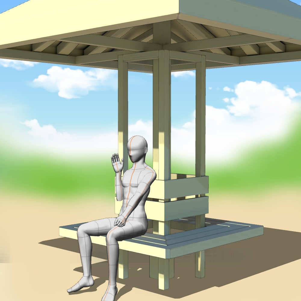 【3D背景素材】青空公園のタコ大王~夏日の思い出~ タコの滑り台セット