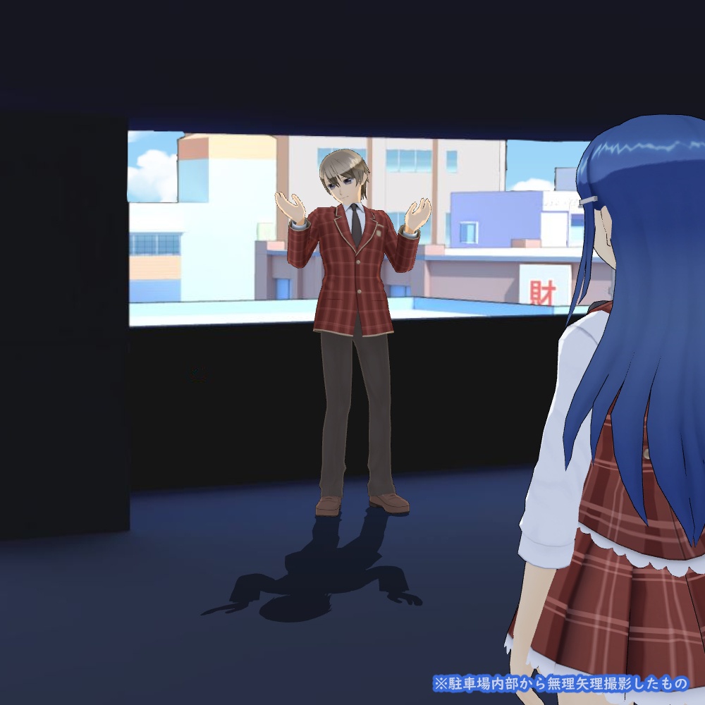 【3D背景素材】カスタム町近郊タウン街 A&C(講堂駅と商店ビルのセット)