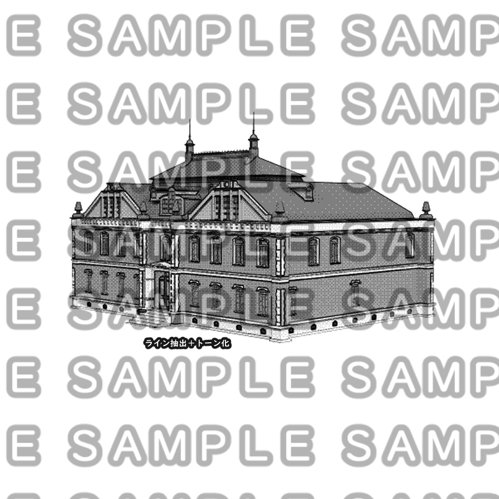 【3D背景素材】レトロな小ビルD~大銀行店~No13