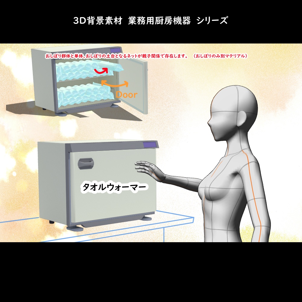 【3D背景素材】喫茶店はじめるぞセット1~2・業務用調理台・厨房機器セット