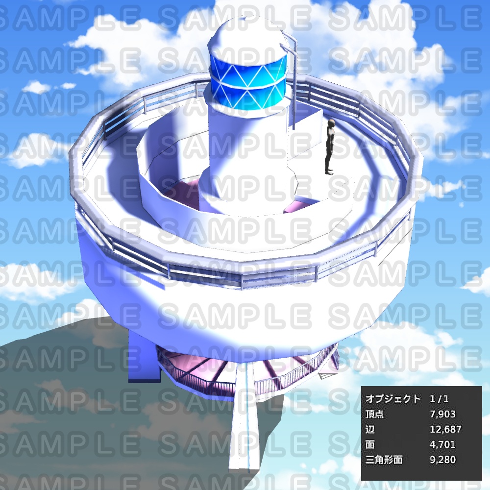 【3D背景素材】潮風吹く丘の上の小さな展望台
