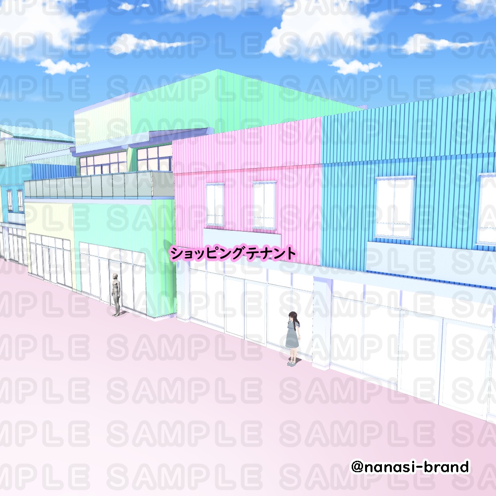 【3D背景素材】デートスポット・レジャータウンショッピング街・港の公園地区