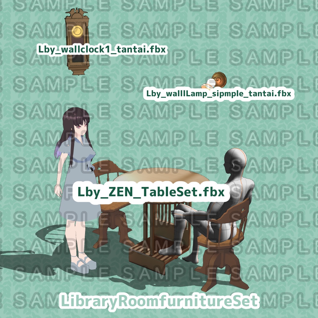 【3D背景素材】学園寮の聖域なる書斎と図書室