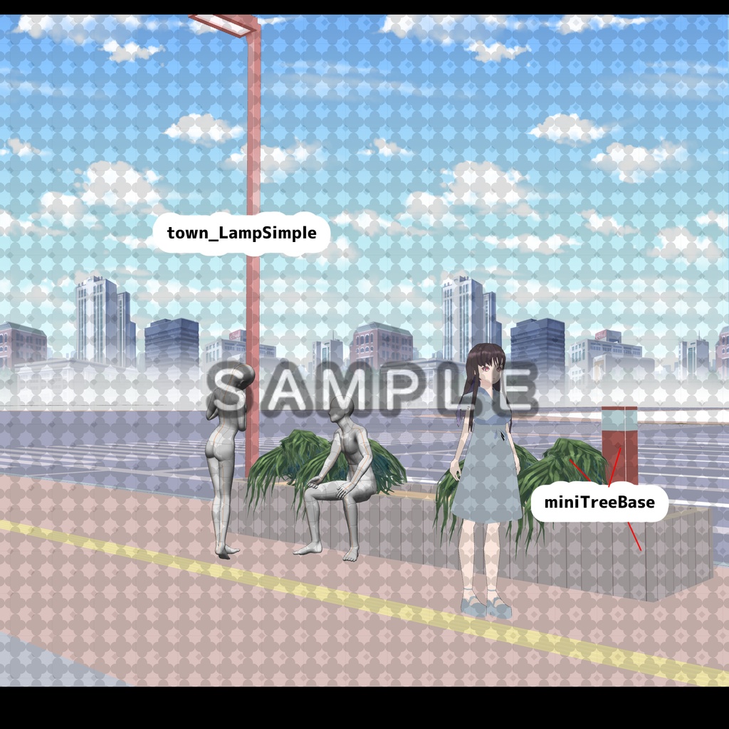 【3D背景素材】カスタム町・都会タウン・ベース「地下鉄と超特スケールの大道路」+車などの小物セット