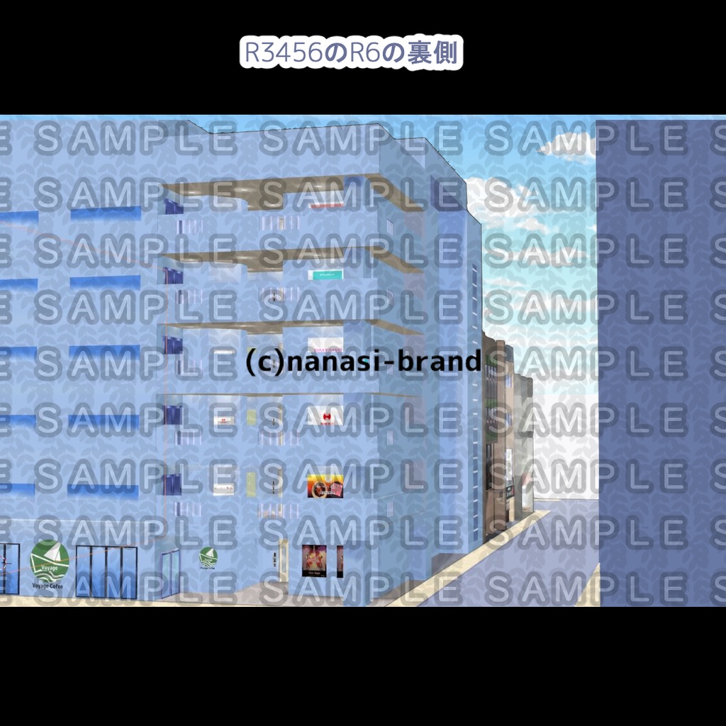 【3D背景素材】都会の街のビル群の一角・多目的飲食店とビル群TYPE/R1~・イベントスポット
