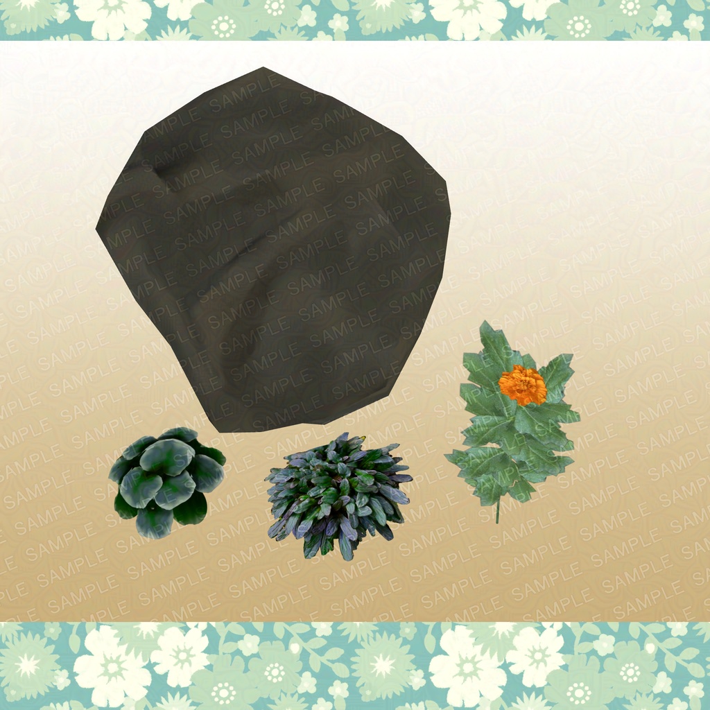 【3D背景素材】ロックガーデンに合う草花