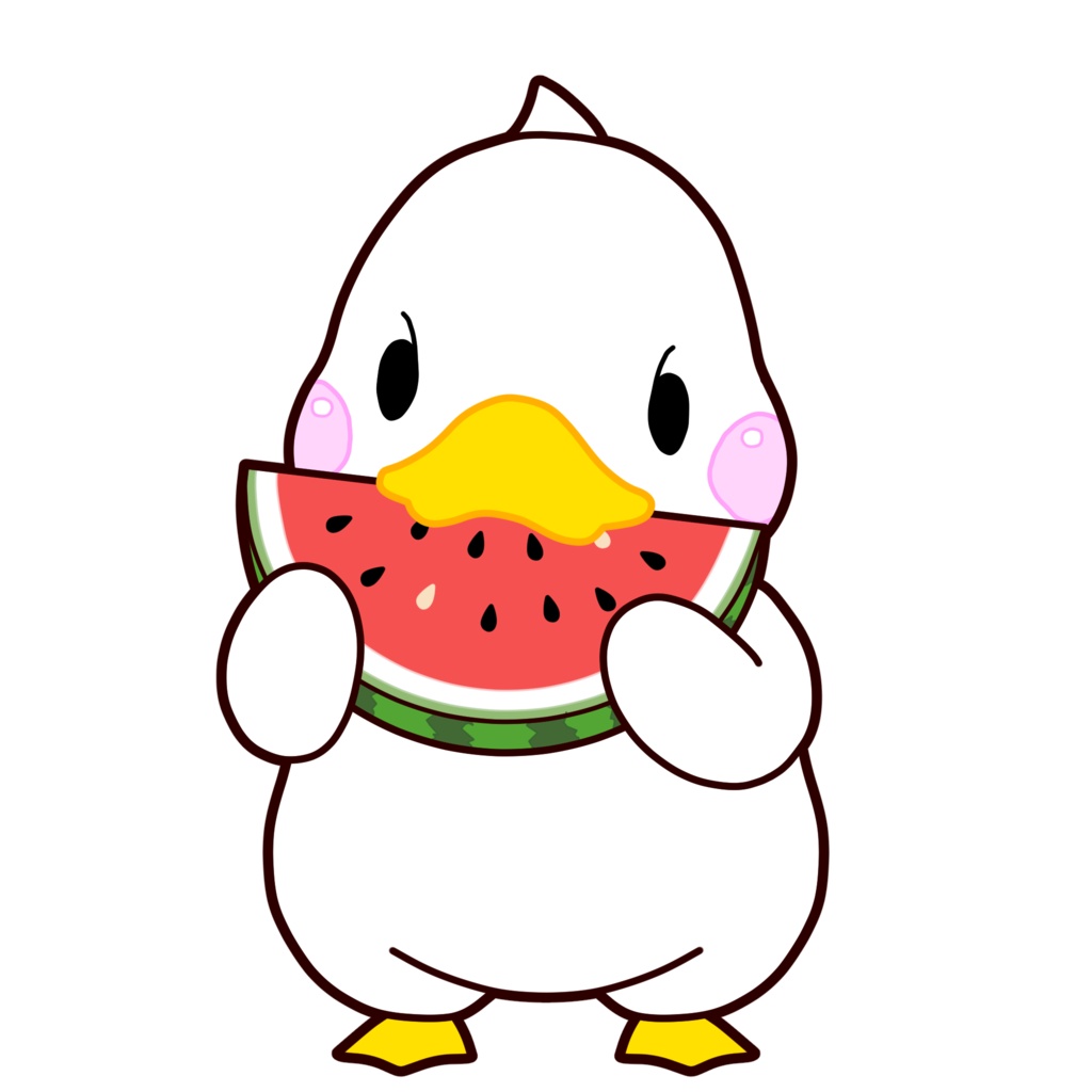 【アヒルなアクキー】スイカをぱくり