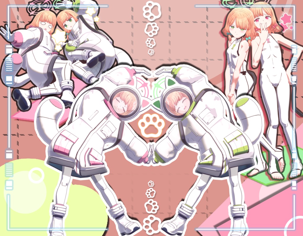才羽モモイ(武装)+ 才羽ミドリ (武装) | Saiba Momoi (Armed) + Saiba Midori (Armed) 3D VRC