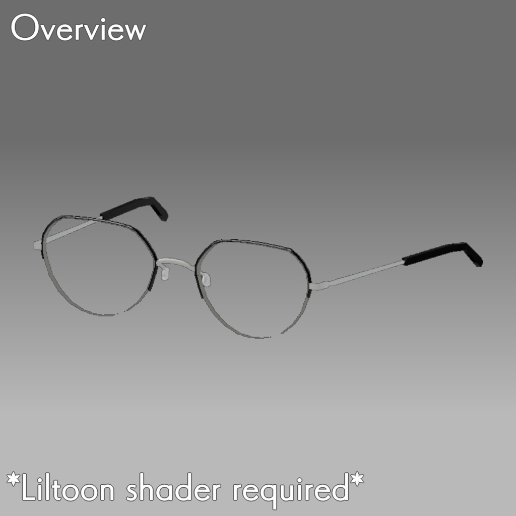 【VRChat用】Semi half glasses for kikyo