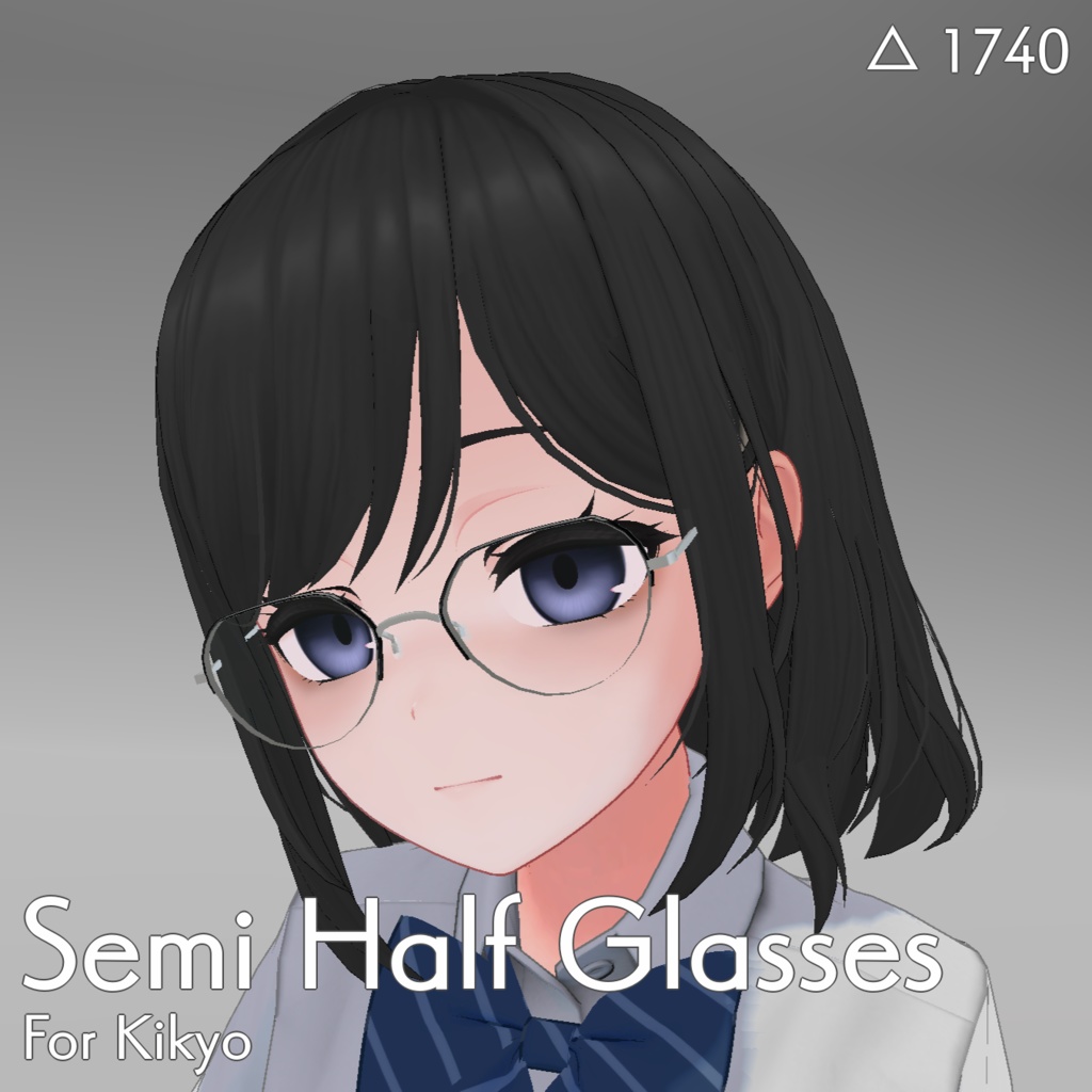 【VRChat用】Semi half glasses for kikyo