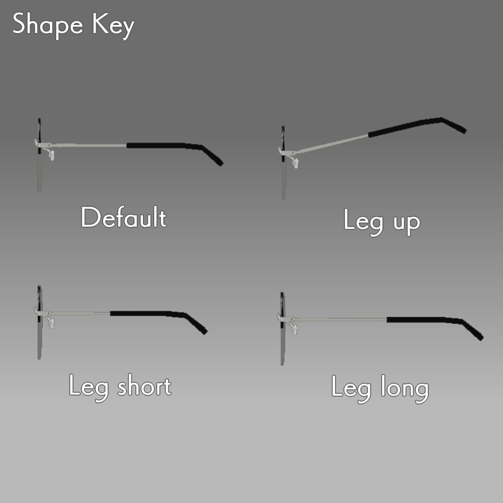 【VRChat用】Semi half glasses for kikyo