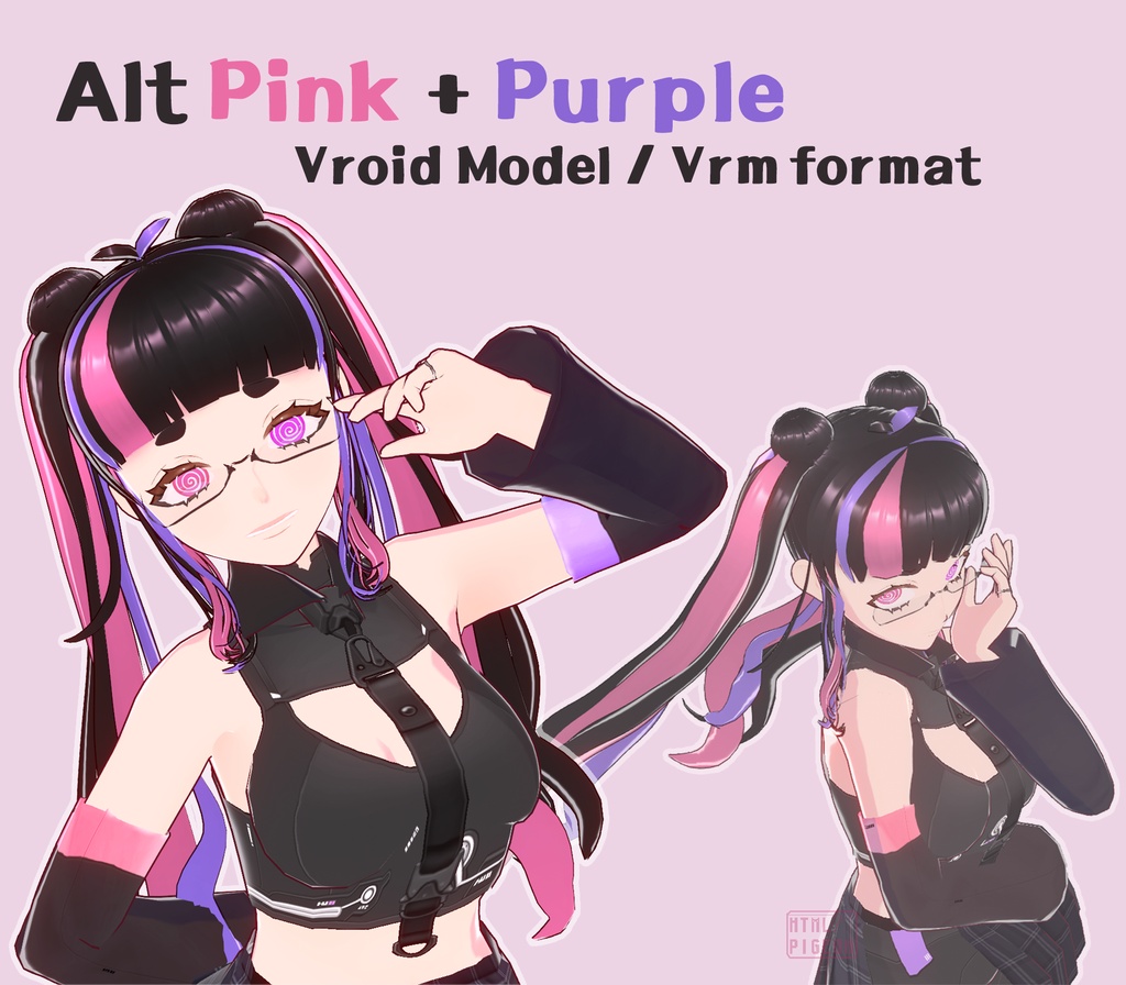 Alt Pink + Purple ブイチューバー vtuber model 